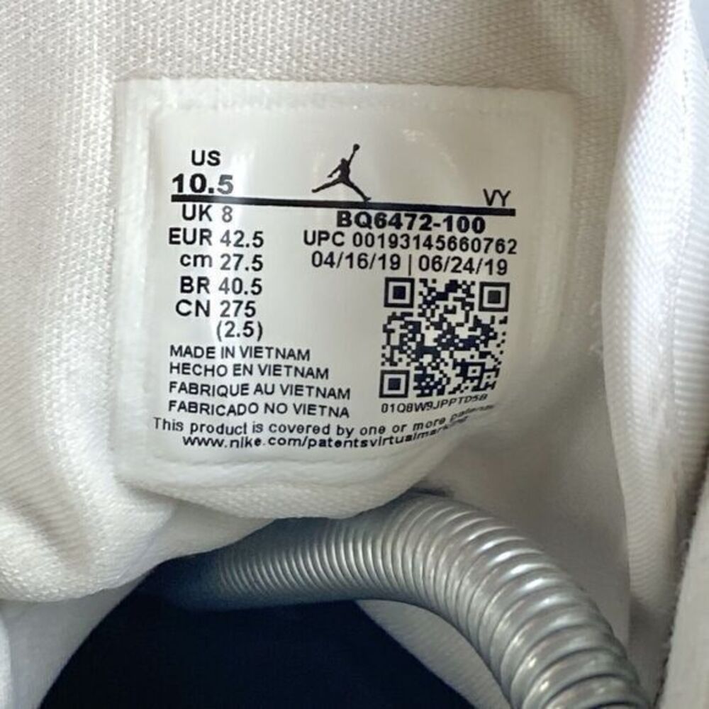 Nike Air Jordan 1 Mid Sneakers Mens 10.5 Triple White Leather High Rise Shoes - Picture 12 of 13